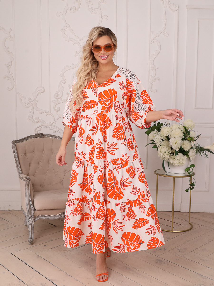 Платье WISELL 463813 оранжевый купить с доставкой по России | BelaRosso-shop.ru